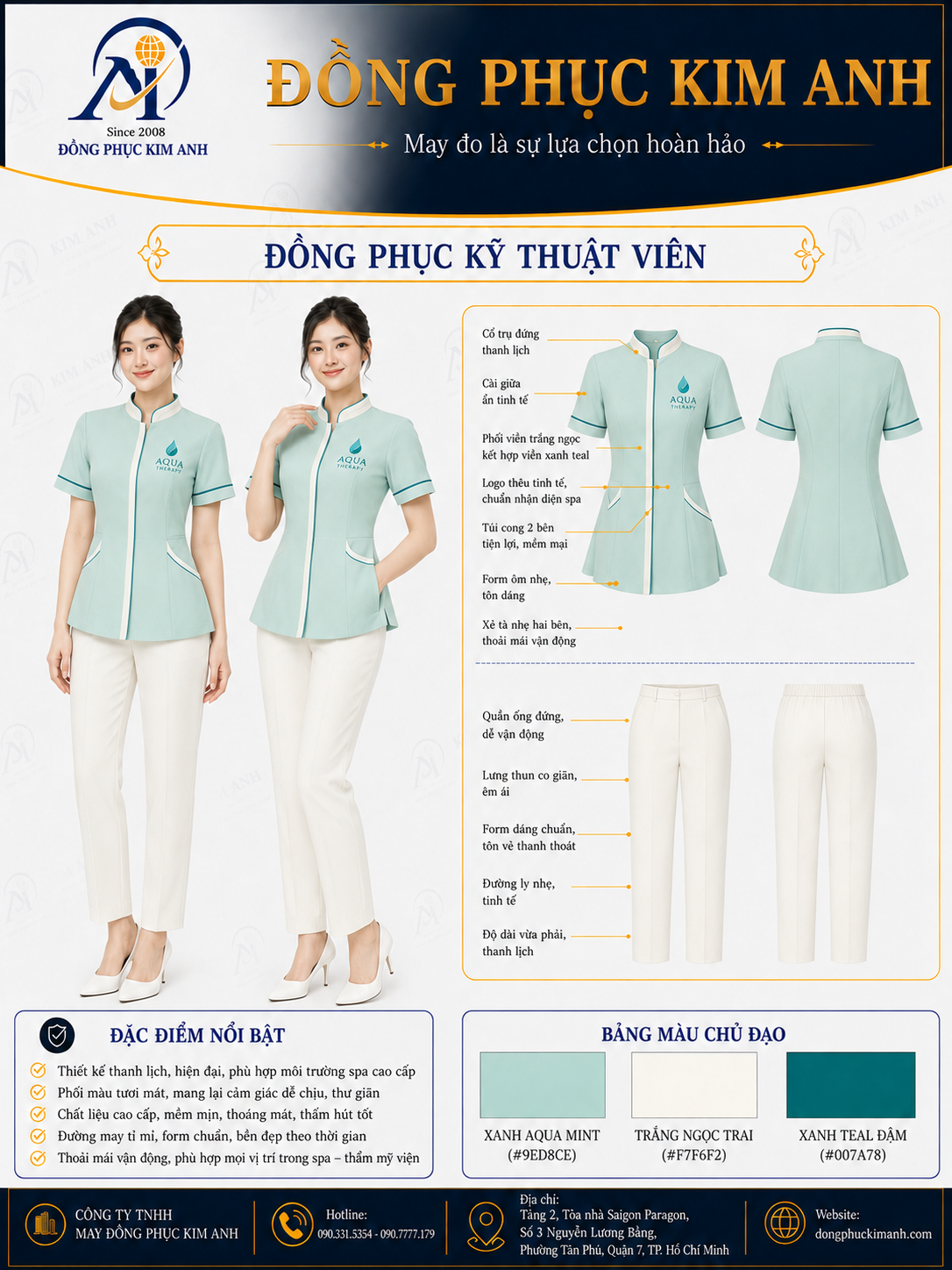 Đồng phục kỹ thuật viên hồ chí minh (12) Đồng Phục Kim Anh nhận may đồng phục spa giá rẻ HCM cho spa, thẩm mỹ viện, clinic và cơ sở chăm sóc sắc đẹp. Hỗ trợ may đo theo yêu cầu, thiết kế maquette, nhận may số lượng ít, tư vấn mẫu cho lễ tân, kỹ thuật viên, chăm sóc khách hàng và báo giá rõ ràng tại TP.HCM.