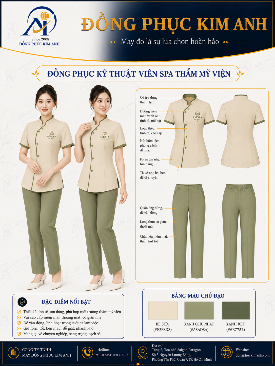 Đồng phục kỹ thuật viên hồ chí minh (26) Đồng Phục Kim Anh nhận may đồng phục spa giá rẻ HCM cho spa, thẩm mỹ viện, clinic và cơ sở chăm sóc sắc đẹp. Hỗ trợ may đo theo yêu cầu, thiết kế maquette, nhận may số lượng ít, tư vấn mẫu cho lễ tân, kỹ thuật viên, chăm sóc khách hàng và báo giá rõ ràng tại TP.HCM.
