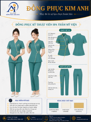 Đồng Phục Kim Anh nhận may đồng phục spa giá rẻ HCM cho spa, thẩm mỹ viện, clinic và cơ sở chăm sóc sắc đẹp. Hỗ trợ may đo theo yêu cầu, thiết kế maquette, nhận may số lượng ít, tư vấn mẫu cho lễ tân, kỹ thuật viên, chăm sóc khách hàng và báo giá rõ ràng tại TP.HCM.