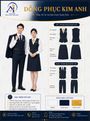 Đồng Phục Kim Anh nhận may đồng phục vest giá rẻ HCM cho doanh nghiệp, văn phòng, sales, bất động sản, showroom, spa, khách sạn và bộ phận quản lý. Hỗ trợ may đo chuẩn form nam nữ, nhận may số lượng ít, thiết kế maquette, tư vấn chất liệu, may mẫu theo yêu cầu và báo giá rõ ràng tại TP.HCM.