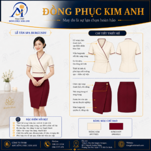 Đồng Phục Kim Anh nhận may đồng phục spa giá rẻ HCM cho spa, thẩm mỹ viện, clinic và cơ sở chăm sóc sắc đẹp. Hỗ trợ may đo theo yêu cầu, thiết kế maquette, nhận may số lượng ít, tư vấn mẫu cho lễ tân, kỹ thuật viên, chăm sóc khách hàng và báo giá rõ ràng tại TP.HCM.