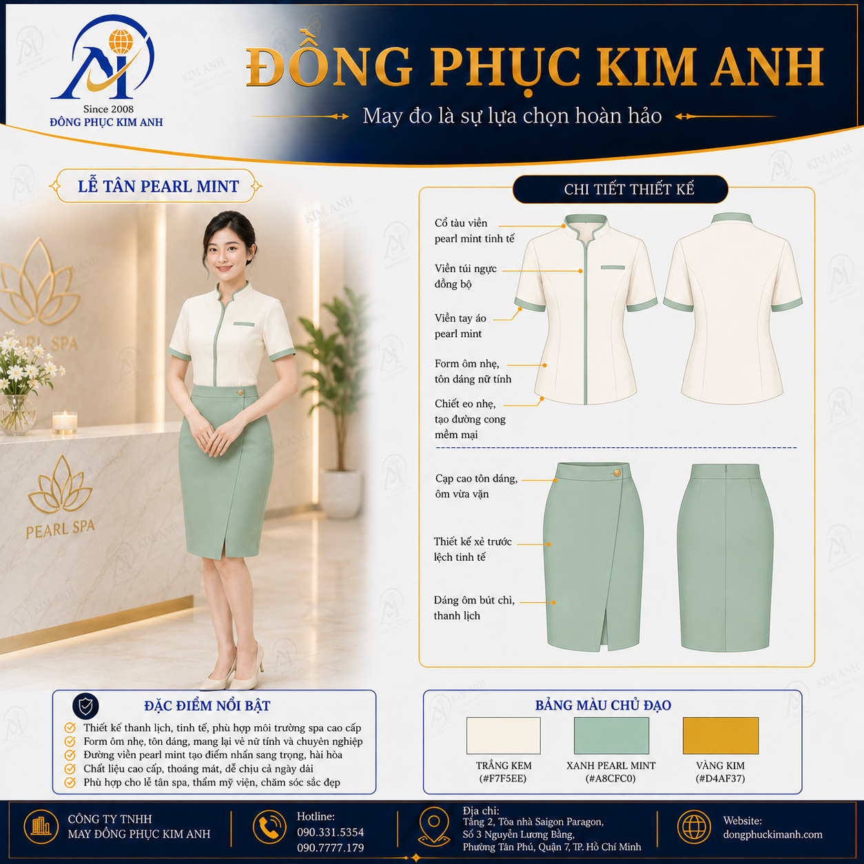 đồng phục lễ tân hồ chí minh (21) Đồng Phục Kim Anh nhận may đồng phục spa giá rẻ HCM cho spa, thẩm mỹ viện, clinic và cơ sở chăm sóc sắc đẹp. Hỗ trợ may đo theo yêu cầu, thiết kế maquette, nhận may số lượng ít, tư vấn mẫu cho lễ tân, kỹ thuật viên, chăm sóc khách hàng và báo giá rõ ràng tại TP.HCM.