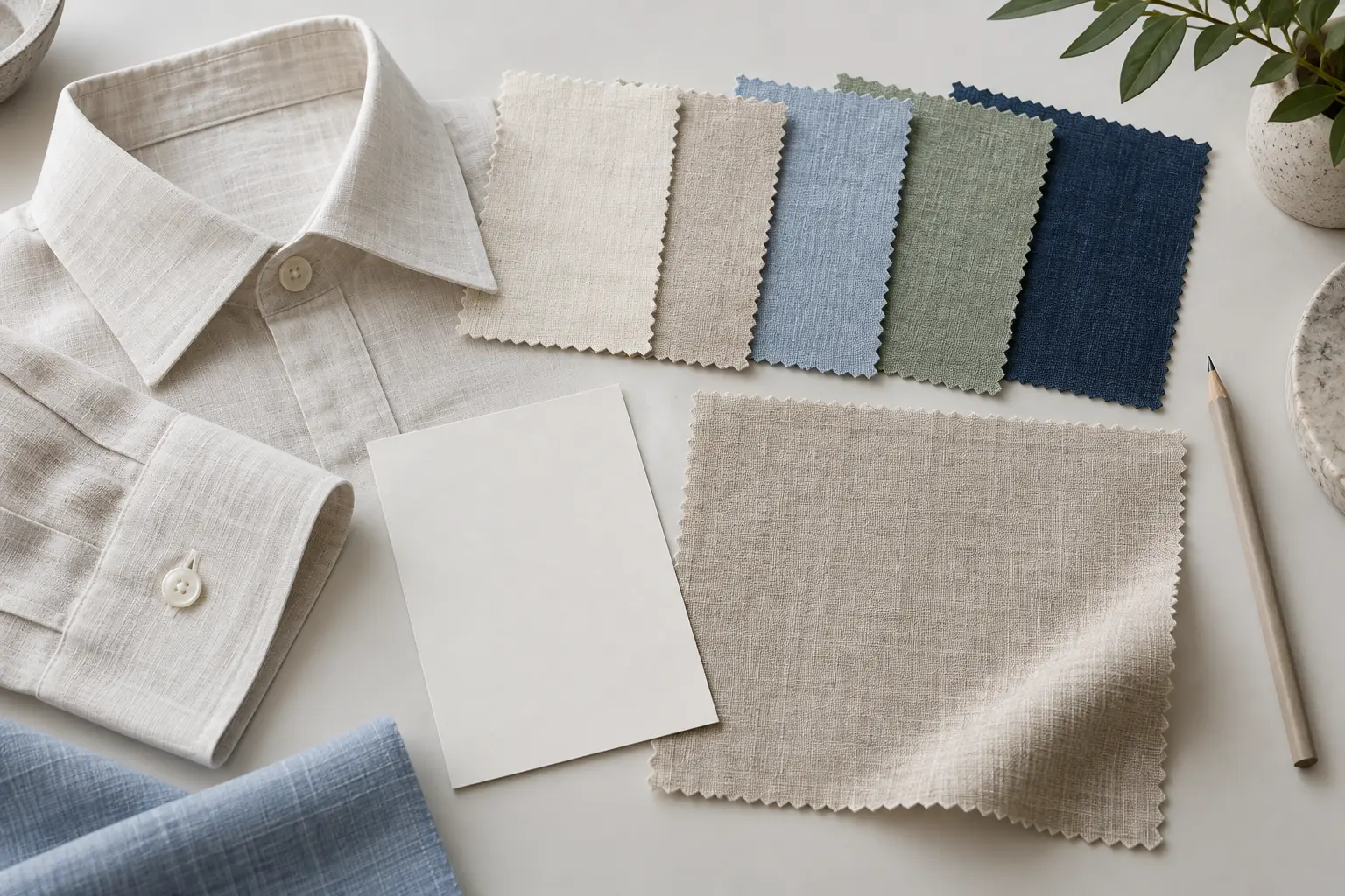 Bảng màu và mẫu đối chứng vải Linen may đồng phục