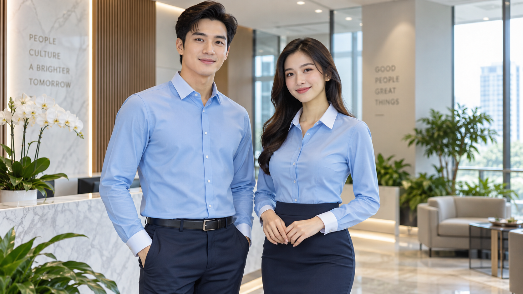 Top 5 mẫu sơ mi xanh biển công sở năm 2026 cho doanh nghiệp