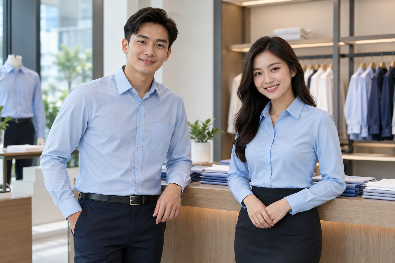 Đồng Phục Kim Anh tư vấn mẫu sơ mi đồng phục showroom