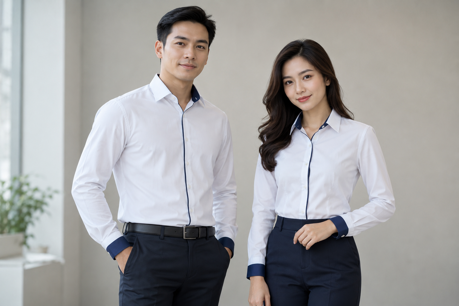 So sánh sơ mi đồng phục tay dài và tay ngắn